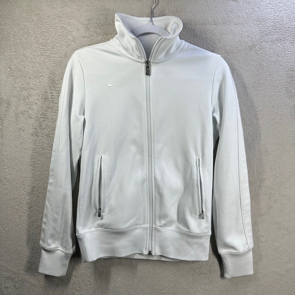 Nike Golf Sport Dri-Fit White Full Zip Track Jacket Womens Medium Mock Neck